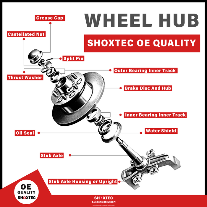 Shoxtec Front Struts Wheel Bearing Hubs Set Replacement for 2007-2012 Hyundai Veracruz; All Trim Levels Repl Part No. 172639 513266