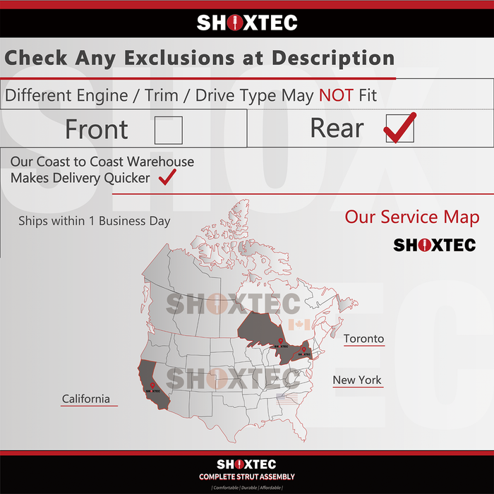 Shoxtec Rear Shock Absorber Replacement for 2007 - 2018 Nissan Altima Repl. Part No.5637