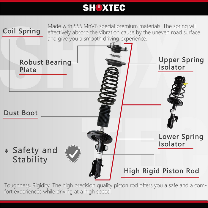 Shoxtec Full Set Complete Struts Coil Spring Assembly Shock Absorbers Replacement for 2005 2006 2007 2008 2009 2010 2011 2012 Nissan Pathfinder; All Trim Levels Repl.no 171103 37274