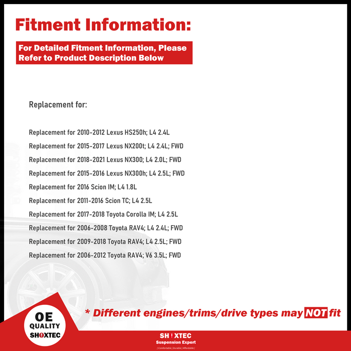 Shoxtec Rear Wheel Bearing Hub Assembly Replacement for 2010-2012 Lexus HS250h 2015-2017 NX200t 2018-2021 NX300 2015-2016 Lexus NX300h 2016 Scion IM 2006-2012 Toyota RAV4 Repl. no 512372
