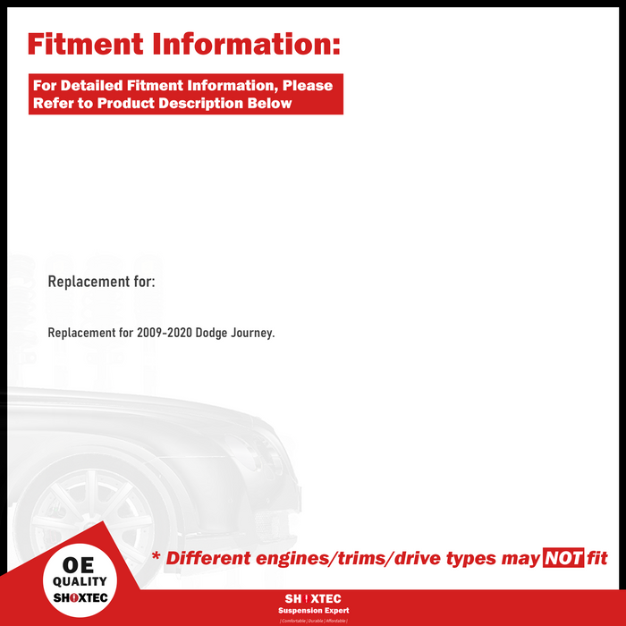 Shoxtec Front Wheel Bearing Hub Assembly Replacement for 2009-2020 Dodge Journey Repl. no 513286