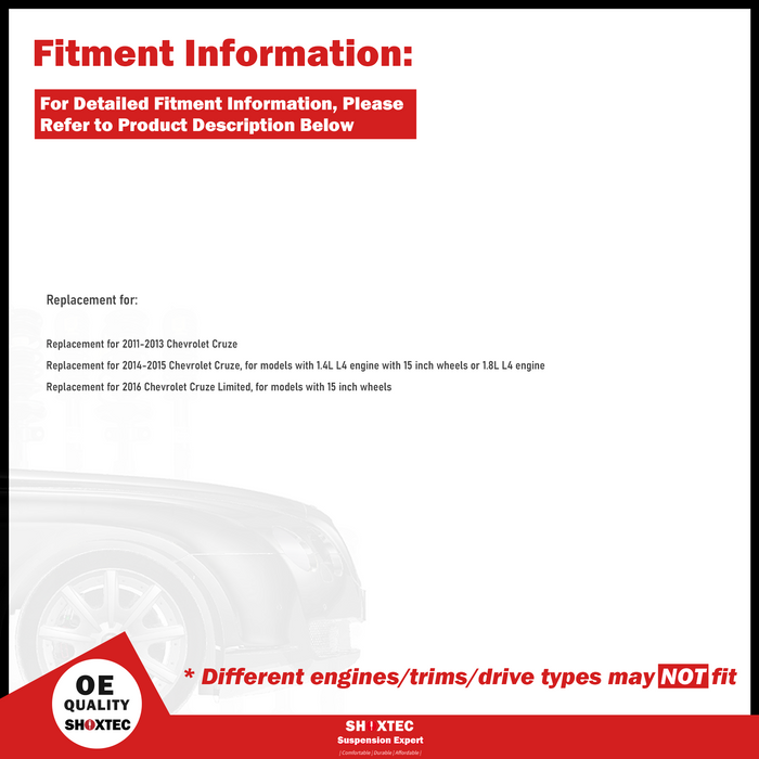 Shoxtec Front Wheel Bearing Hub Assembly Replacement for 2011-2013-2016 Chevrolet Cruze Repl. no 513315