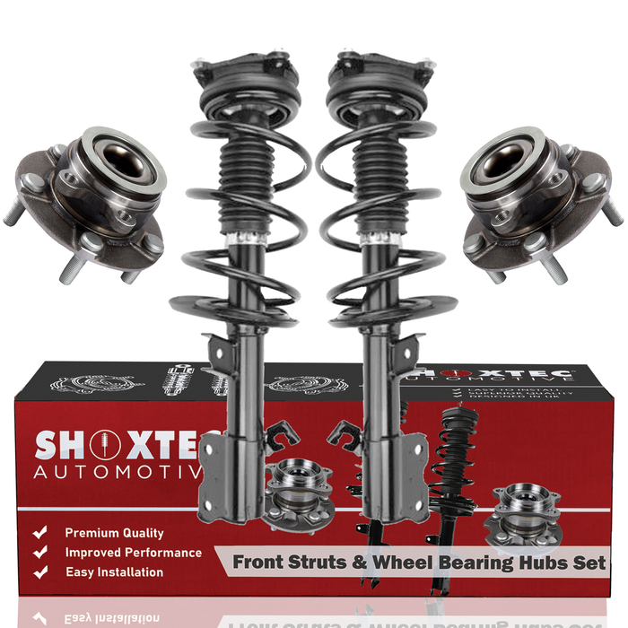 Shoxtec Front Struts Wheel Bearing Hubs Set Replacement for 2008-2012 Nissan Rogue; 2.5L; All Trim Levels Repl Part No. 1333283LR 513298