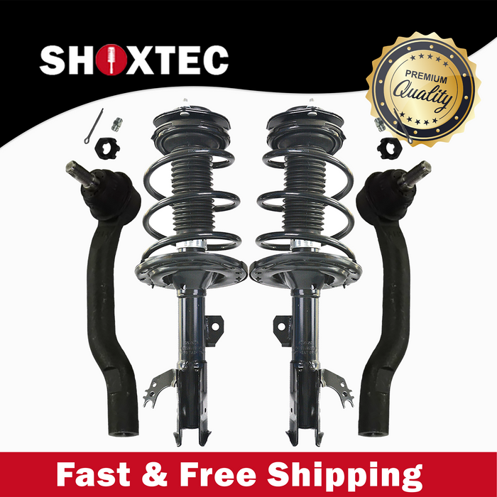 Shoxtec 4pc Front Suspension Shock Absorber Kits Replacement for 2012-2014 Toyota Camry SE Model Only 2.5L I4 Includes 2 Complete Struts 2 Outer Tie Rod End