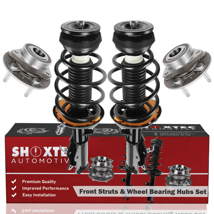 Shoxtec Front Struts Wheel Bearing Hubs Set Replacement for 2018-2019 Chevrolet Impala; Trim Levels with L4 2.5L engine Repl. Part No. 1333714LR 513282