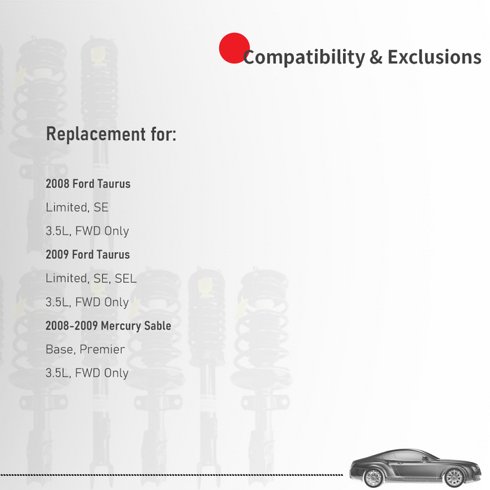 Shoxtec Rear Complete Strut Assembly Replacement for 2008-2009 Ford Taurus 2008-2009 Mercury Sable Repl No. 15041 15042