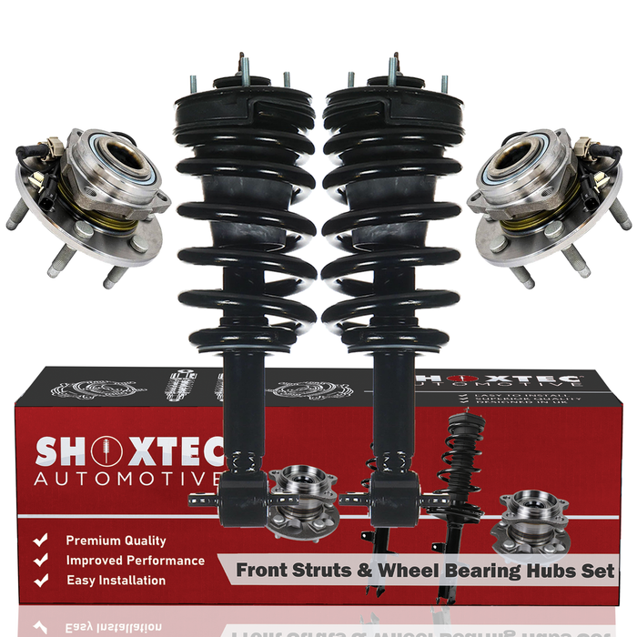 Shoxtec Front Struts Wheel Bearing Hubs Set Replacement for 2014-2018 GMC Sierra 1500 4WD; Replacement for 2014-2018 Chevrolet Silverado 1500 4WD Repl Part No. 153026 515160