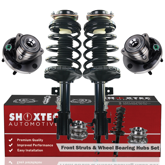 Shoxtec Front Struts Wheel Bearing Hubs Set Replacement for 2002-2004 Nissan Pathfinder 4WD submodels SE, LE Repl Part No. 171442 171441 515066