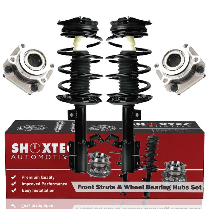 Shoxtec Front Struts Wheel Bearing Hubs Set Replacement for 2007-2012 Nissan Sentra 2.0L Base, SL, S, SR with 4-Wheel ABS only Repl Part No. 172379 172378 513297