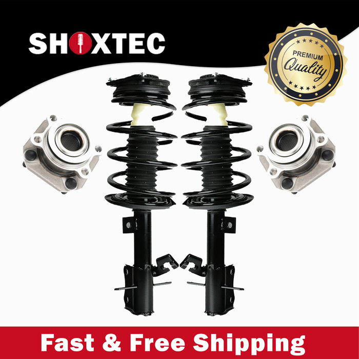 Shoxtec Front Struts Wheel Bearing Hubs Set Replacement for 2007-2012 Nissan Sentra 2.0L Base, SL, S, SR with 4-Wheel ABS only Repl Part No. 172379 172378 513297