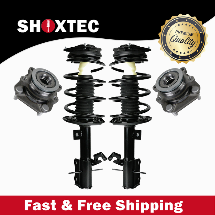 Shoxtec Front Struts Wheel Bearing Hubs Set Replacement for 2007-2012 Nissan Sentra 2.0L Base, SL, S, SR; Non ABS only Repl Part No. 172379 172378 513299