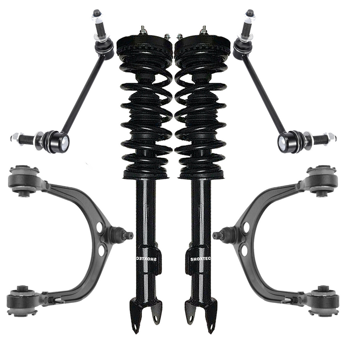 Shoxtec 6pc Suspension Kit Replacement for 06-10 Dodge Charger 06 Dodge Magnum Includes 2 Complete Struts 2 Sway Bars 2 Upper Control Arms