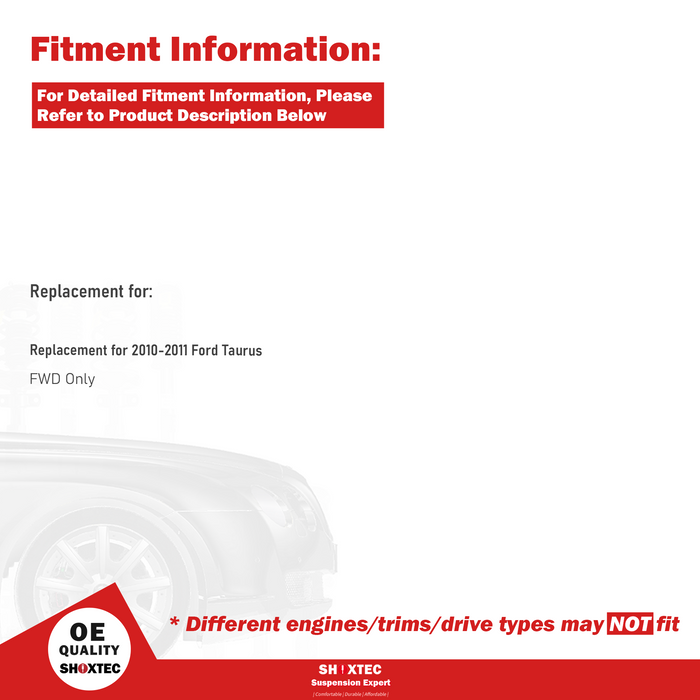 Shoxtec Front Struts Wheel Bearing Hubs Set Replacement for 2010-2011 Ford Taurus with FWD Repl. Part No. 172532 172533 513275