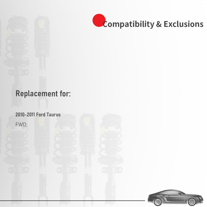 Shoxtec Full Set Complete Strut Assembly Replacement for 2010-2011 Ford Taurus Front Wheel Drive Only Repl Part No. 172532 172533 5648