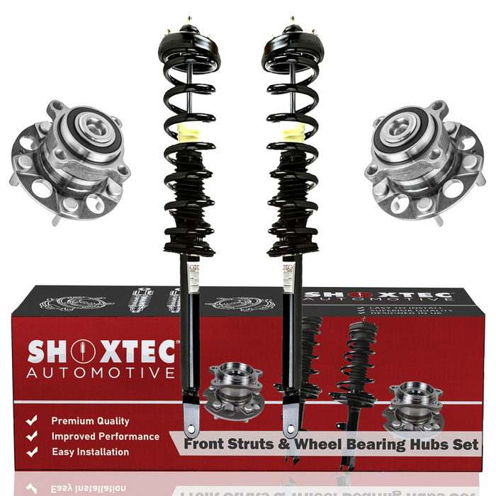 Shoxtec Rear Struts Wheel Bearing Hubs Set Replacement for 2008 2009 2010 2011 2012 Honda Accord Repl. Part No. 172563 512353