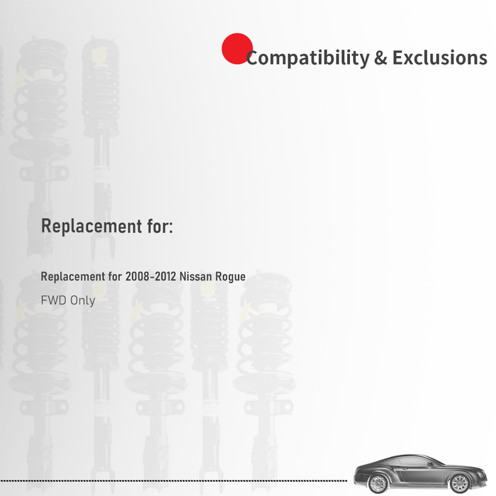 Shoxtec Full Set Complete Strut Assembly Replacement for 2008-2012 Nissan Rogue FWD Repl No. 172609 172608 37328