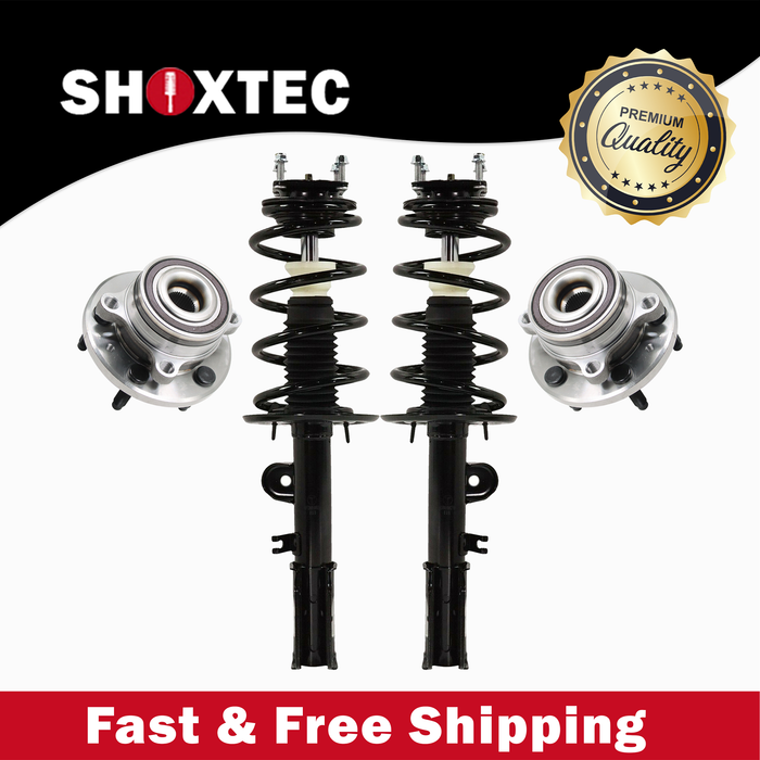 Shoxtec Front Struts Wheel Bearing Hubs Set Replacement for 2011 - 2013 Ford Explorer FWD Repl. Part No. 172621 172620 512460