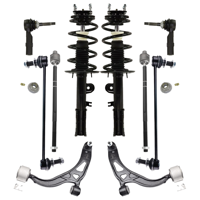 Shoxtec 10pc Suspension Kit Replacement for 2011 - 2013 Ford Explorer Includes 2 Complete Struts 2 Sway Bars 2 Inner 2 Outer Tie Rod Ends 2 Lower Control Arms and Ball Joints