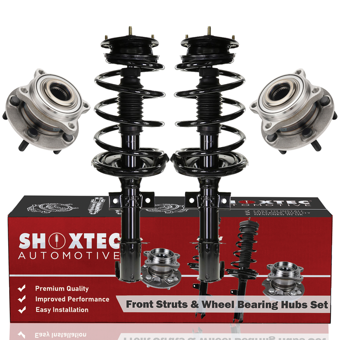 Shoxtec Front Struts Wheel Bearing Hubs Set Replacement for 2007-2012 Hyundai Veracruz; All Trim Levels Repl Part No. 172639 513266