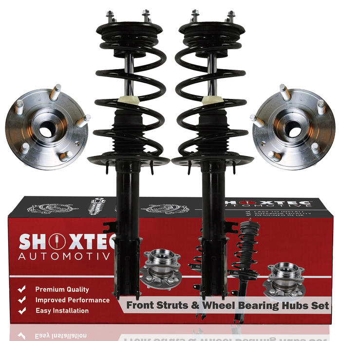 Shoxtec Front Struts Wheel Bearing Hubs Set Replacement for 2013-2019 Ford Flex; Replacement for 2013-2019 Lincoln MKT; Except Electronic Adjustable Suspension Repl. Part No. 172655 172656 513275