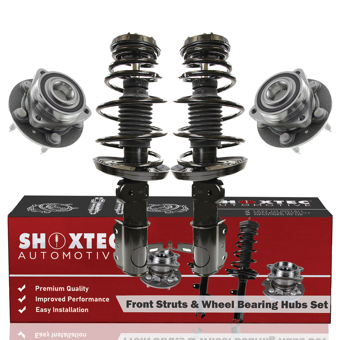 Shoxtec Front Struts Wheel Bearing Hubs Set Replacement for 2012-2017 Buick Verano 2.4L engine Repl Part No. 172664 172663 513316