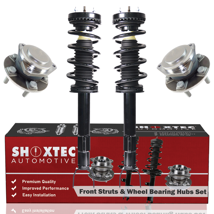 Shoxtec Front Struts Wheel Bearing Hubs Set Replacement for 2012- 2019 Dodge Challenger SXT & SXT PLUS; 3.6L V6; RWD; Replacement for 2012-2017 Dodge Charger; 3.6L V6 RWD Repl Part No. 172665 513325