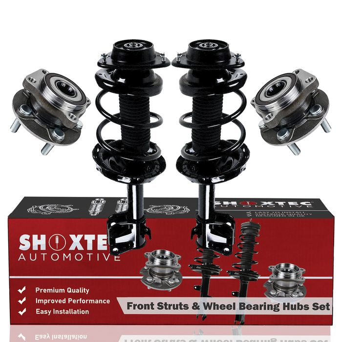 Shoxtec Front Struts Wheel Bearing Hubs Set Replacement for 2009 2010 2011 2012 2013 Subaru Forester; 2.5L H4; Naturally Aspirated Only Repl Part No.  172679 172678 513303