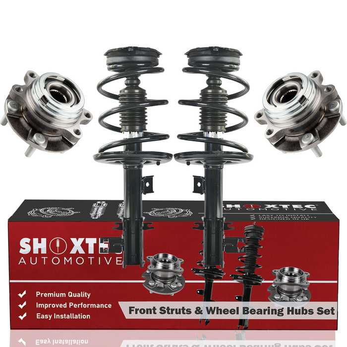 Shoxtec Front Struts Wheel Bearing Hubs Set Replacement for 2013 Nissan Altima Sedan with 2.5L I4, 3.5L V6 engine; 2014-2017 Nissan Altima Repl Part No. 172902 172901 513296