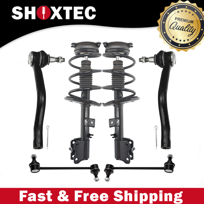 Shoxtec 6pc Suspension Kit Replacement for Replacement for 2011-2013 Nissan Murano FWD Only Includes 2 Complete Struts 2 Sway Bars 2 Outer Tie Rod Ends Repl. No K750784 K750783 ES800357 ES800358