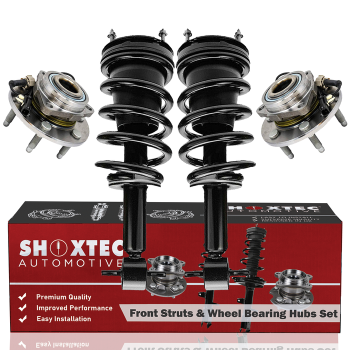 Shoxtec Front Struts Wheel Bearing Hubs Set Replacement for 2015-2017 Chevrolet Suburban 4WD; Replacement for 2015-2019 GMC Yukon 4WD Repl Part No. 181784 515160