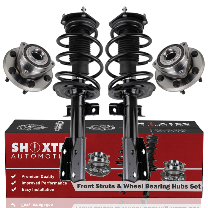 Shoxtec Front Struts Wheel Bearing Hubs Set Replacement for 2008-2012 Buick Enclave; 2009-2012 Chevrolet Traverse; 2007-2012 GMC Acadia; 2007-2010 Saturn Outlook Repl. Part No. 182518 513277