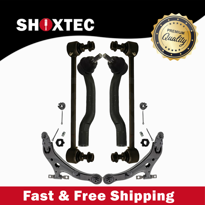 Shoxtec 6pc Suspension Kit Replacement for 2012-2017 Toyota Camry; 2007-2018 Lexus ES350 Includes 2 Sway Bars 2 Outer Tie Rod Ends 2 Lower Control Arms and Ball Joint Assembly