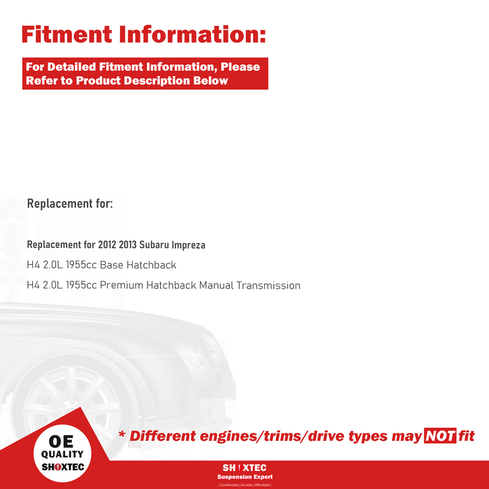 Shoxtec Front Struts Wheel Bearing Hubs Set Replacement for 2012 2013 Subaru Impreza H4 2.0L Base, Premium Hatchback Repl Part No. 2333445LR 513303