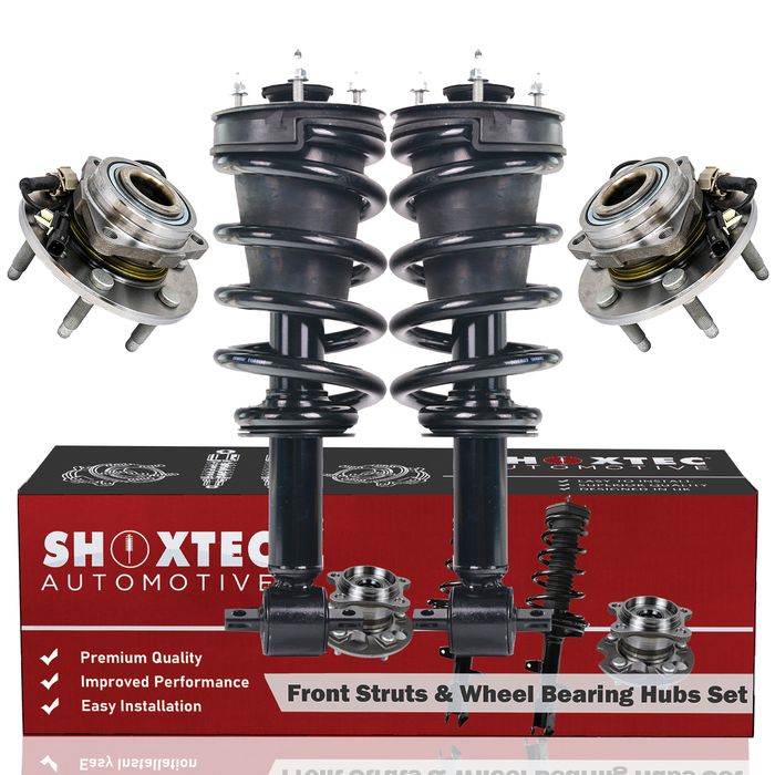 Shoxtec Front Struts Wheel Bearing Hubs Set Replacement for 2014-2018 Chevrolet Silverado 1500 4WD; Replacement for 2014-2018 GMC Sierra 1500 4WD Repl Part No. 239112 515160