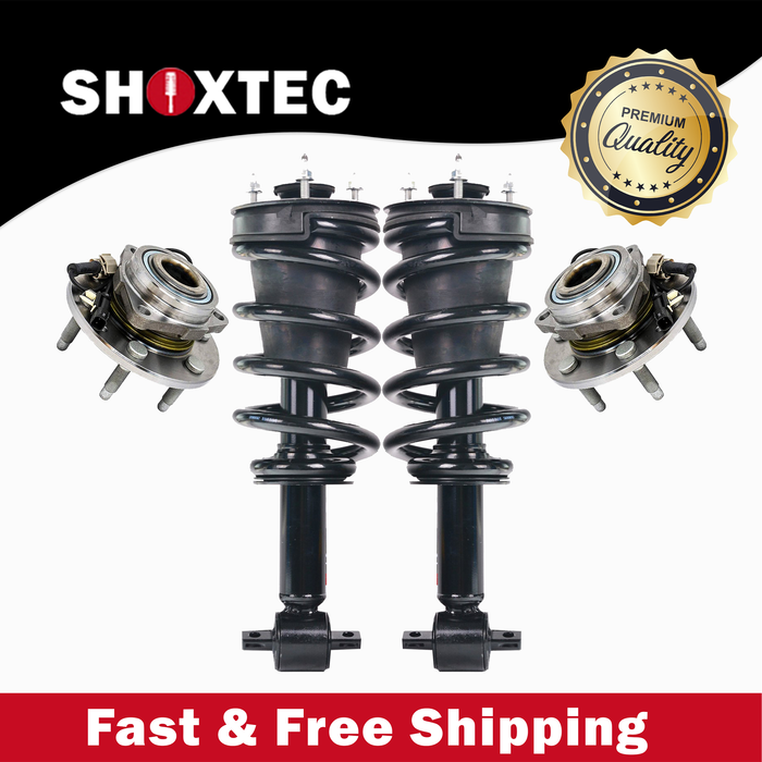 Shoxtec Front Struts Wheel Bearing Hubs Set Replacement for 2014-2018 Chevrolet Silverado 1500 4WD; Replacement for 2014-2018 GMC Sierra 1500 4WD Repl Part No. 239112 515160