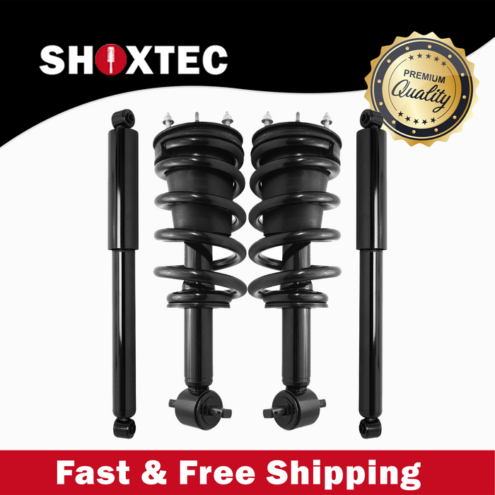 Shoxtec Full Set Complete Strut Assembly Replacement for 2014-2018 Chevrolet Silverado 1500 4WD; 2014-2018 GMC Sierra 1500 4WD; w/O Magnetic Ride Control Suspension Repl Part No. 239112 911533