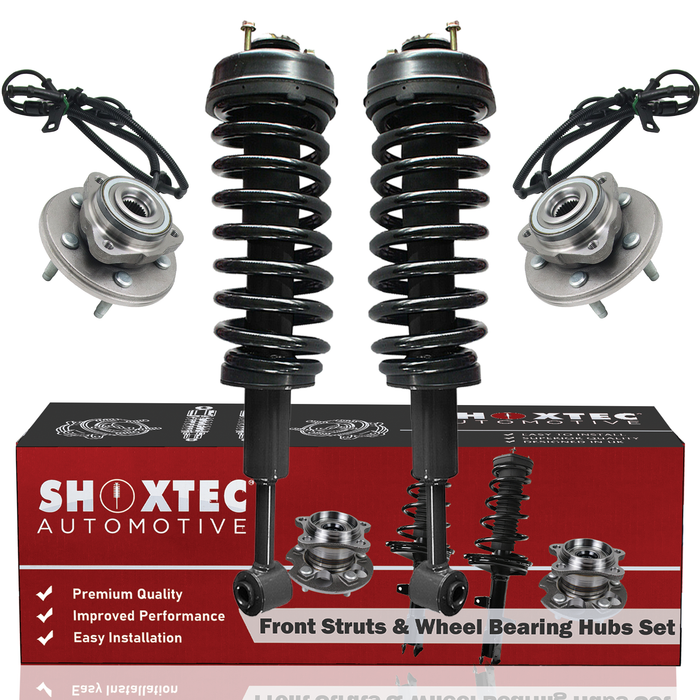 Shoxtec Front Struts Wheel Bearing Hubs Set Replacement for 2007 2008 2009 2010 Ford Explorer Sport Trac 4WD Only Repl Part No.  271124 515078