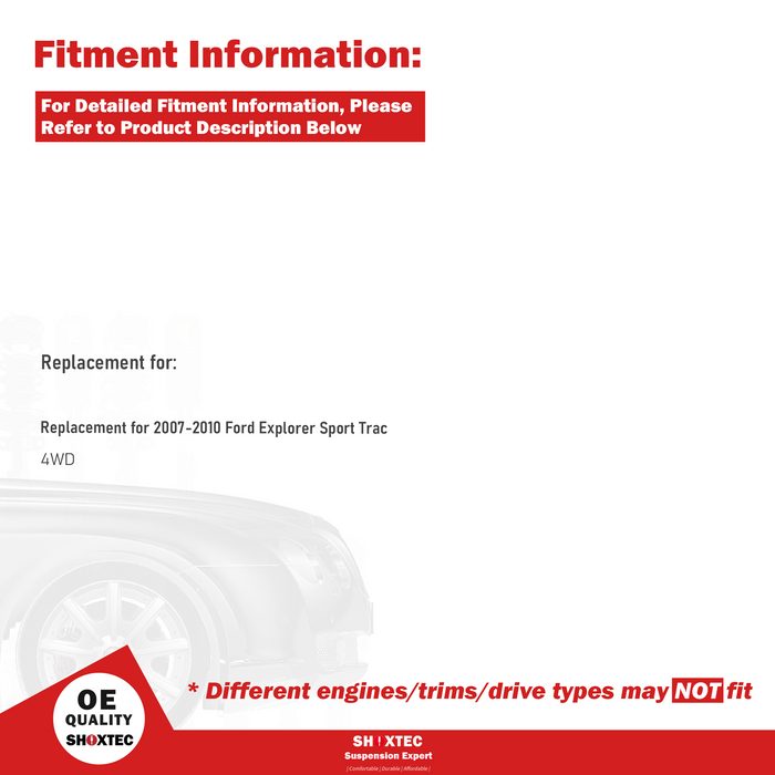 Shoxtec Front Struts Wheel Bearing Hubs Set Replacement for 2007 2008 2009 2010 Ford Explorer Sport Trac 4WD Only Repl Part No.  271124 515078