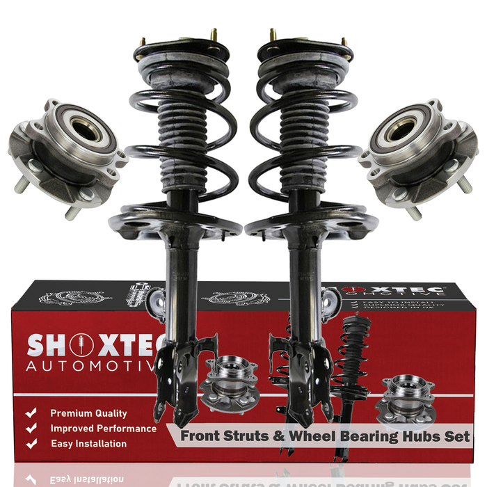 Shoxtec Front Struts Wheel Bearing Hubs Set Replacement for 2006 - 2012 Toyota RAV4 3.5L V6 Repl. Part No. 272276 272275 513258