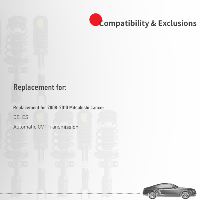 Shoxtec Full Set Complete Strut Assembly Replacement for 2008-2010 Mitsubishi Lancer DE ES Automatic CVT Trans Repl No. 272356 272355 172399