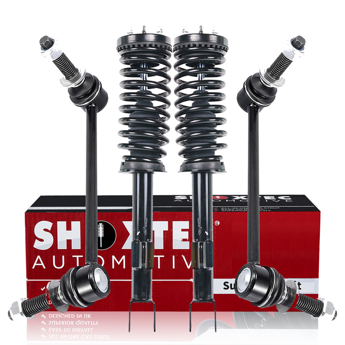 Shoxtec 4pc Front Suspension Shock Absorber Kits Replacement for 2005-2010 Chrysler 300 RWD Only Assembled in the USA only includes 2 Complete Struts 2 Front Sway Bars End Link