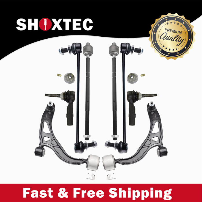 Shoxtec 8pc Suspension Kit Replacement for 2011-2017 Ford Explorer; 2013-2016 Ford Police Interceptor Utility Includes 2 Sway Bars 2 Inner 2 Outer Tie Rod Ends 2 Lower Control Arms&Ball Joints