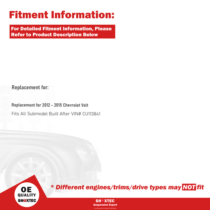 Shoxtec Front Struts Wheel Bearing Hubs Set Replacement for 2012 2013 2014 2015 Chevrolet Volt Repl Part No. 272664 272663 513316
