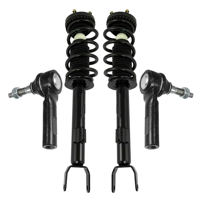 Shoxtec 4pc Front Suspension Shock Absorber Kits Replacement for 2012-2019 Chrysler 300 2012-2019 Dodge Challenger 2012-2017 Dodge Charger Includes 2 Complete Struts 2 Front Outer Tie Rod Ends