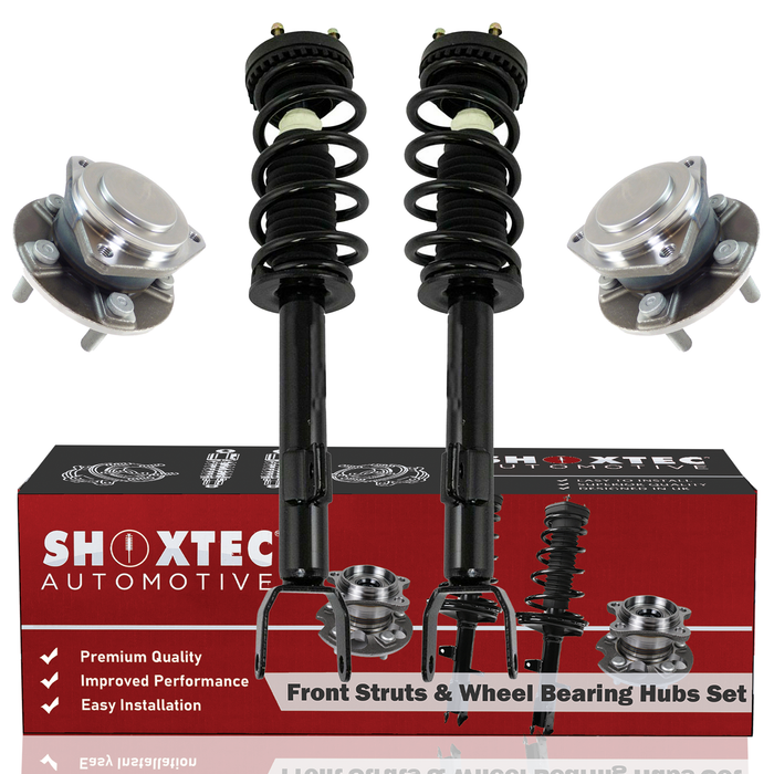 Shoxtec Front Struts Wheel Bearing Hubs Set Replacement for 2012-2019 Chrysler 300 RWD 5.7L V8; Replacement for 2012-2017 Dodge Charger 5.7L V8 with 3 bolt flange Repl Part No. 272665 513325