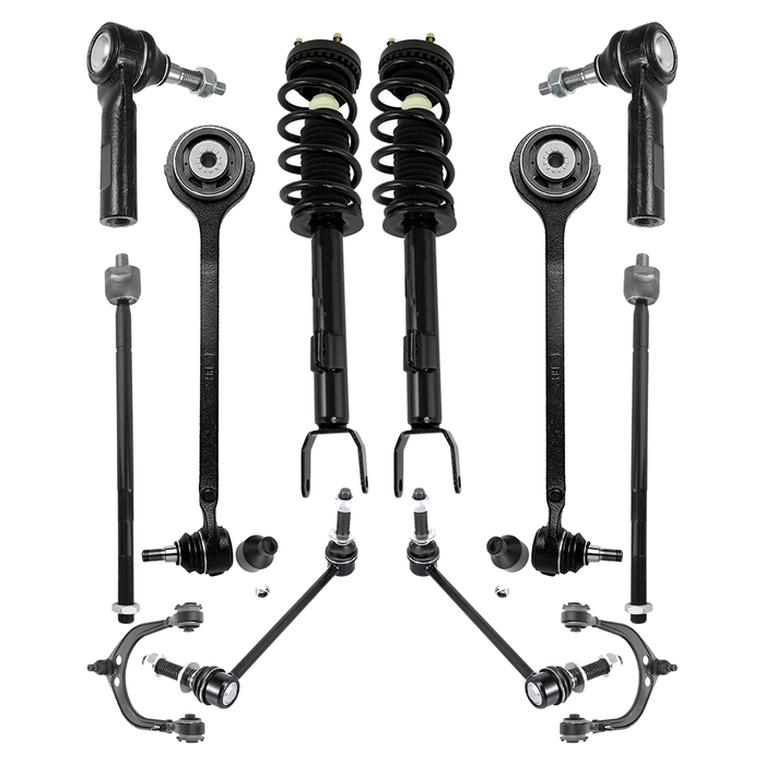 Shoxtec Front End 12pc Suspension Kit Replacement for 12-19 Chrysler 300 12-19 Dodge Challenger 11-17 Charger 2 Complete Struts 2 Sway Bars 2 Inner Tie Rods 2 Outer Tie Rods 2 Upper&Lower Control Arms