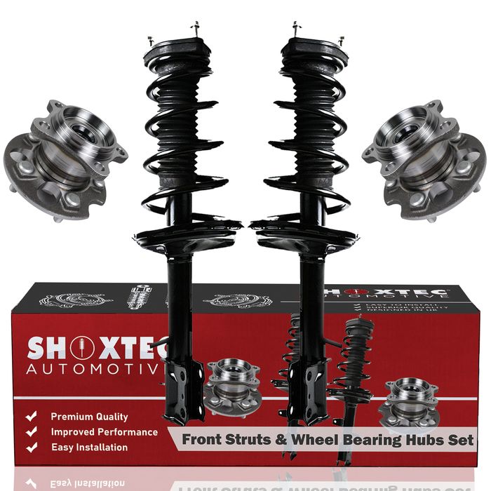 Shoxtec Rear Struts Wheel Bearing Hubs Set Replacement for 2008-2013 Toyota Highlander AWD Repl. Part No. 1333320L 1333320R 512284