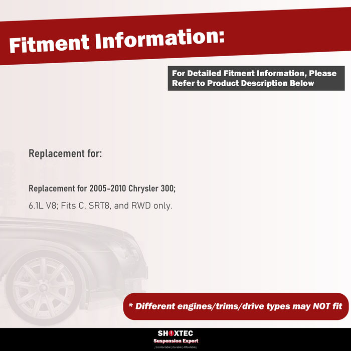 Shoxtec 4pc Front Suspension Shock Absorber Kits Replacement for 2005-2010 Chrysler 300 6.1L V8 and RWD only includes 2 Complete Struts 2 Front Sway Bars End Link
