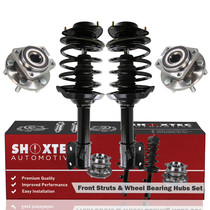 Shoxtec Front Struts Wheel Bearing Hubs Set Replacement for 2005-2009 Subaru Outback AWD Manual Repl. Part No. 372566 372565 513220