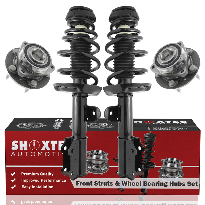 Shoxtec Front Struts Wheel Bearing Hubs Set Replacement for 2011-2012 Chevrolet Volt Repl Part No. 372627 372626 513316